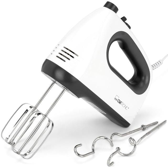 Batidora de varillas Clatronic HM 3775 con varillas y ganchos amasadores de acero inoxidable