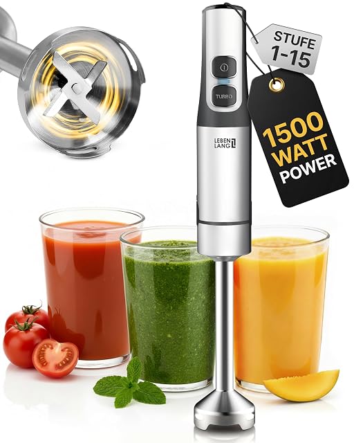 Batidora de brazo LEBENLANG LBL104 en acero inoxidable con vaso medidor de 800 ml