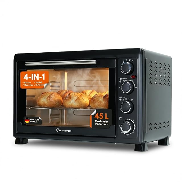 Horno de sobremesa Sommertal de 45 litros con asador giratorio y luz interior